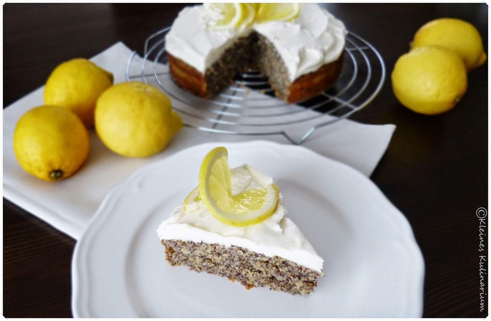 Mohn-Zitronen-Kuchen mit Mascarponefrosting - Kleines Kulinarium