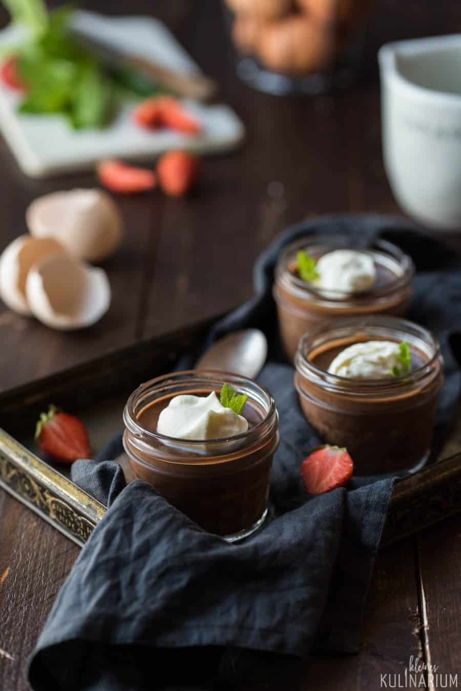Schokoladen Pots de Crème cremiges Schokoladendessert - Kleines Kulinarium